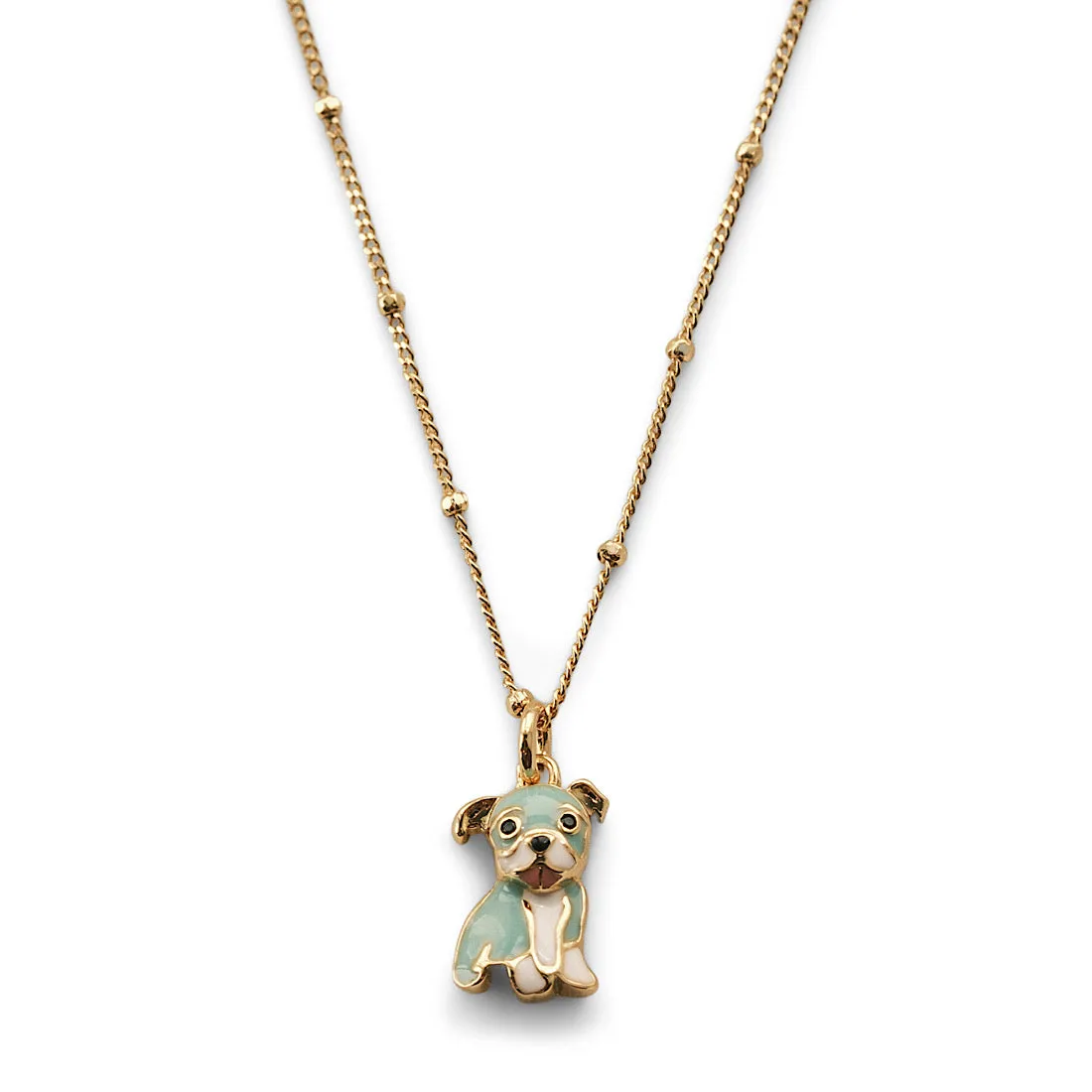 Cloud Haven Bulldog Sweetie Pendant Necklace in Swirl Pop Turquoise