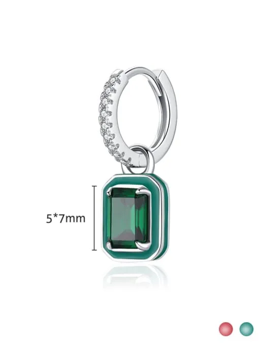 Colorful Charm Huggie Hoop Earrings, .Enamel Zircon 925 Sterling Silver Hypoallergenic Nickel Free Earrings