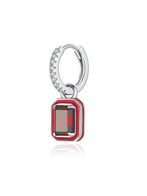 Colorful Charm Huggie Hoop Earrings, .Enamel Zircon 925 Sterling Silver Hypoallergenic Nickel Free Earrings