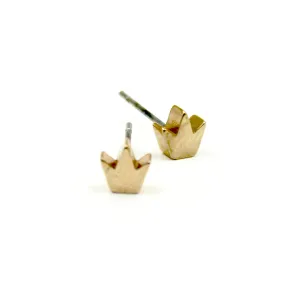 Crown Earrings - Brass