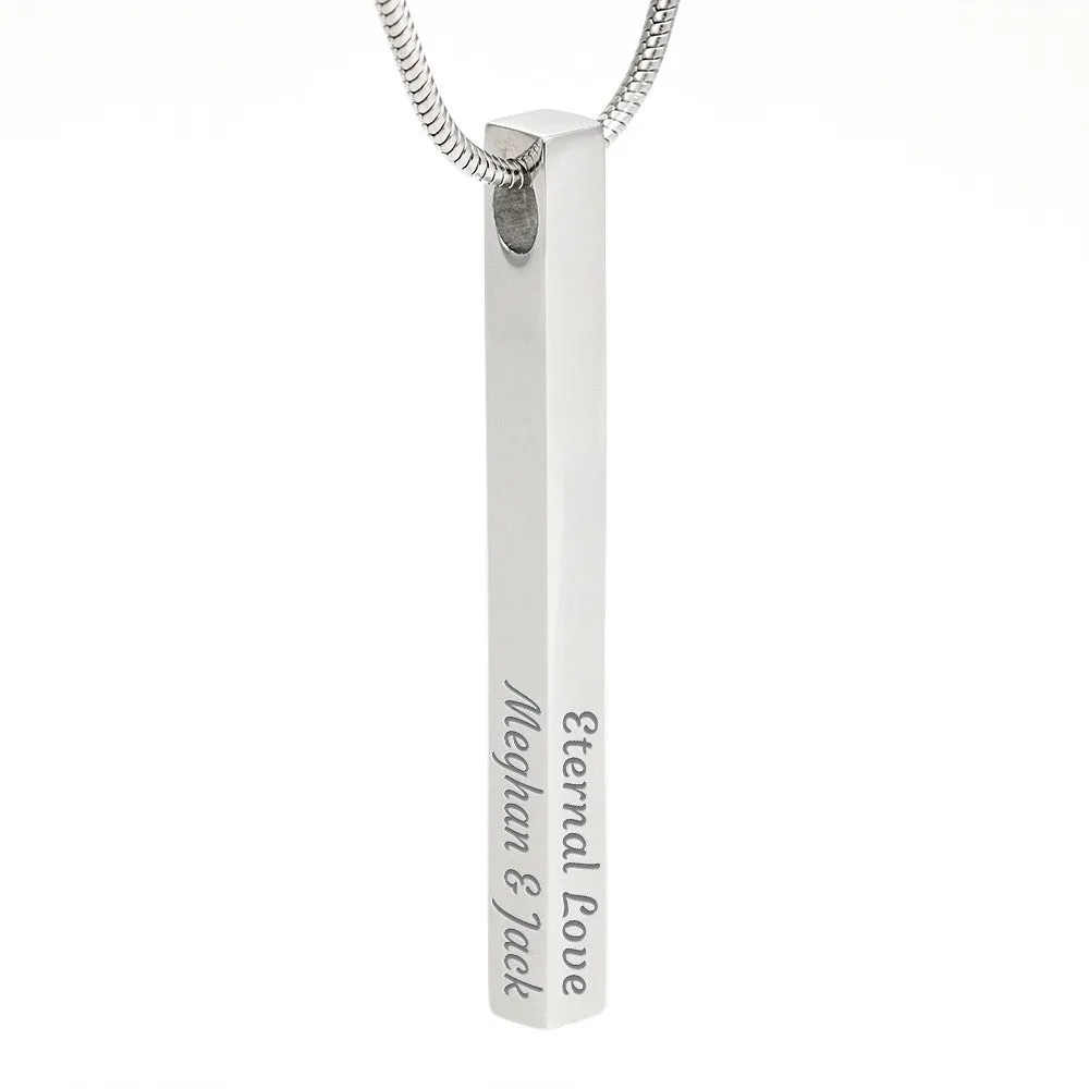 Custom 4 Sided Stick Bar Necklace -With I Love You Message Card Gifts For Daughter From Dad