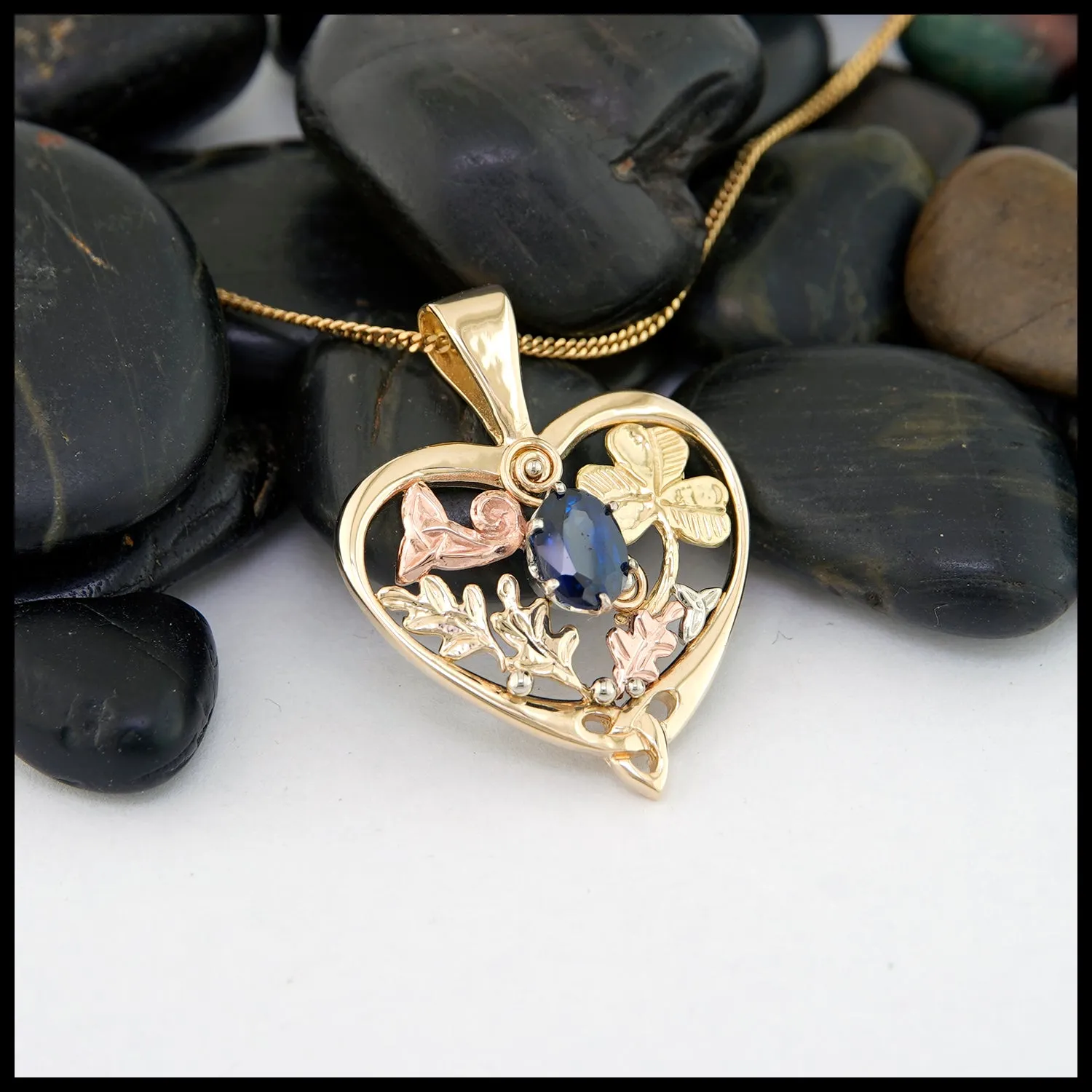 Custom Sapphire Celtic Heart Pendant