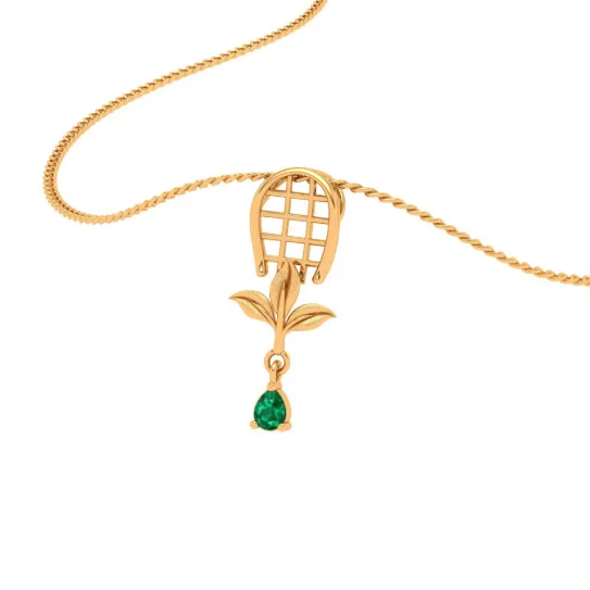 Dainty 18k Gold Locket With Green Gem From Online Exclusive Collection