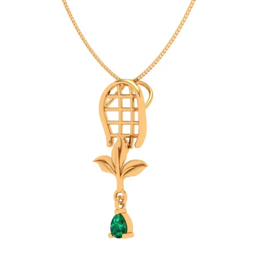 Dainty 18k Gold Locket With Green Gem From Online Exclusive Collection