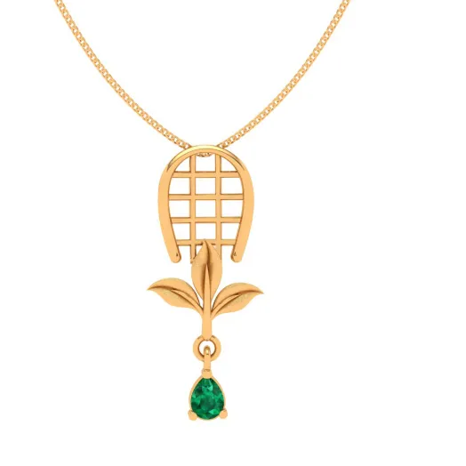 Dainty 18k Gold Locket With Green Gem From Online Exclusive Collection