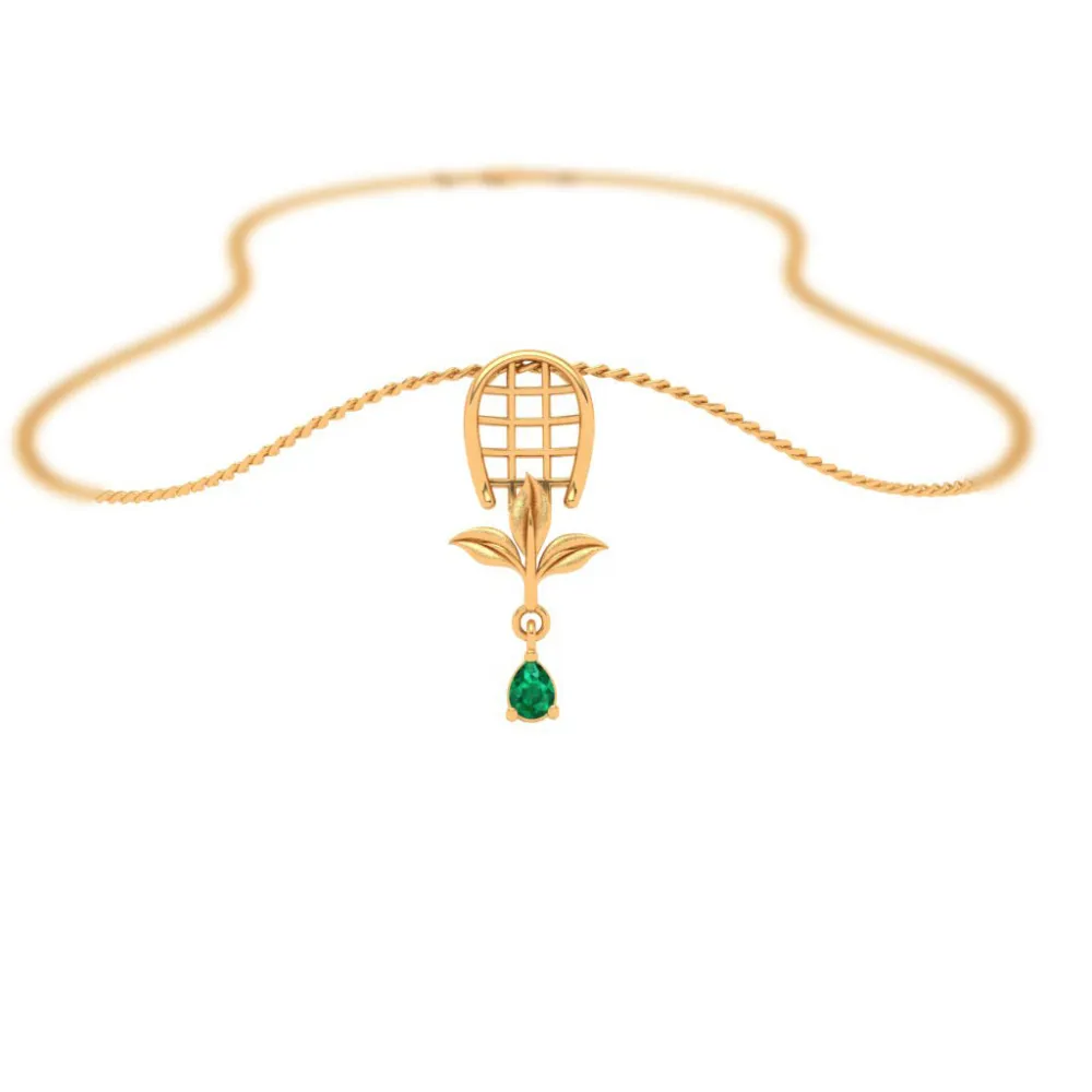 Dainty 18k Gold Locket With Green Gem From Online Exclusive Collection