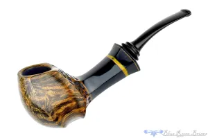 Daniel Mustran Pipe Bent Spot Carved Blowfish with Acrylic Resin and Exotic Wood