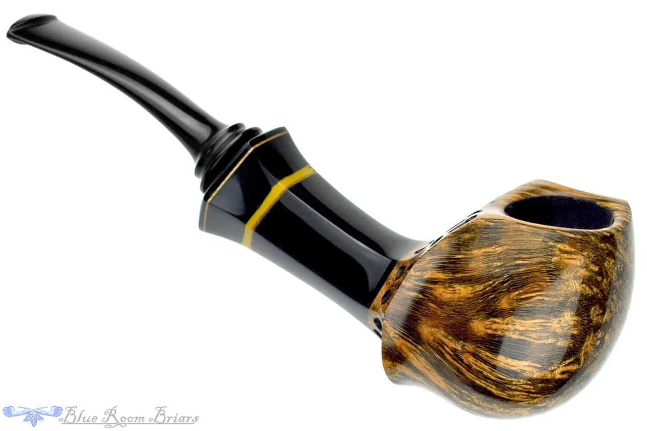 Daniel Mustran Pipe Bent Spot Carved Blowfish with Acrylic Resin and Exotic Wood