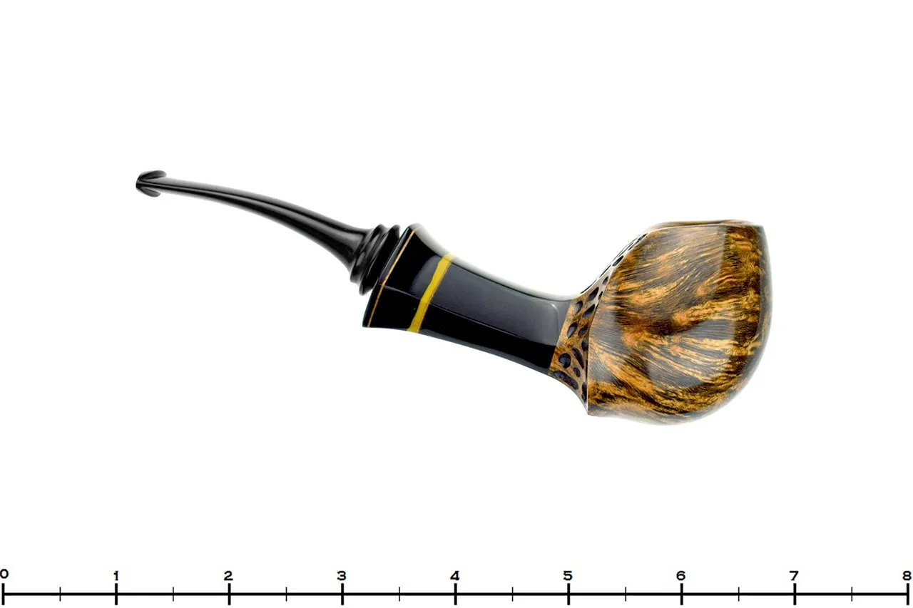 Daniel Mustran Pipe Bent Spot Carved Blowfish with Acrylic Resin and Exotic Wood