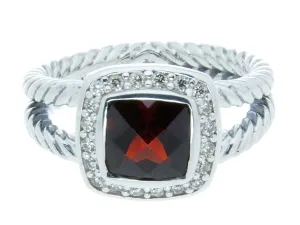 David Yurman Petite Albion Garnet & Diamond Ring