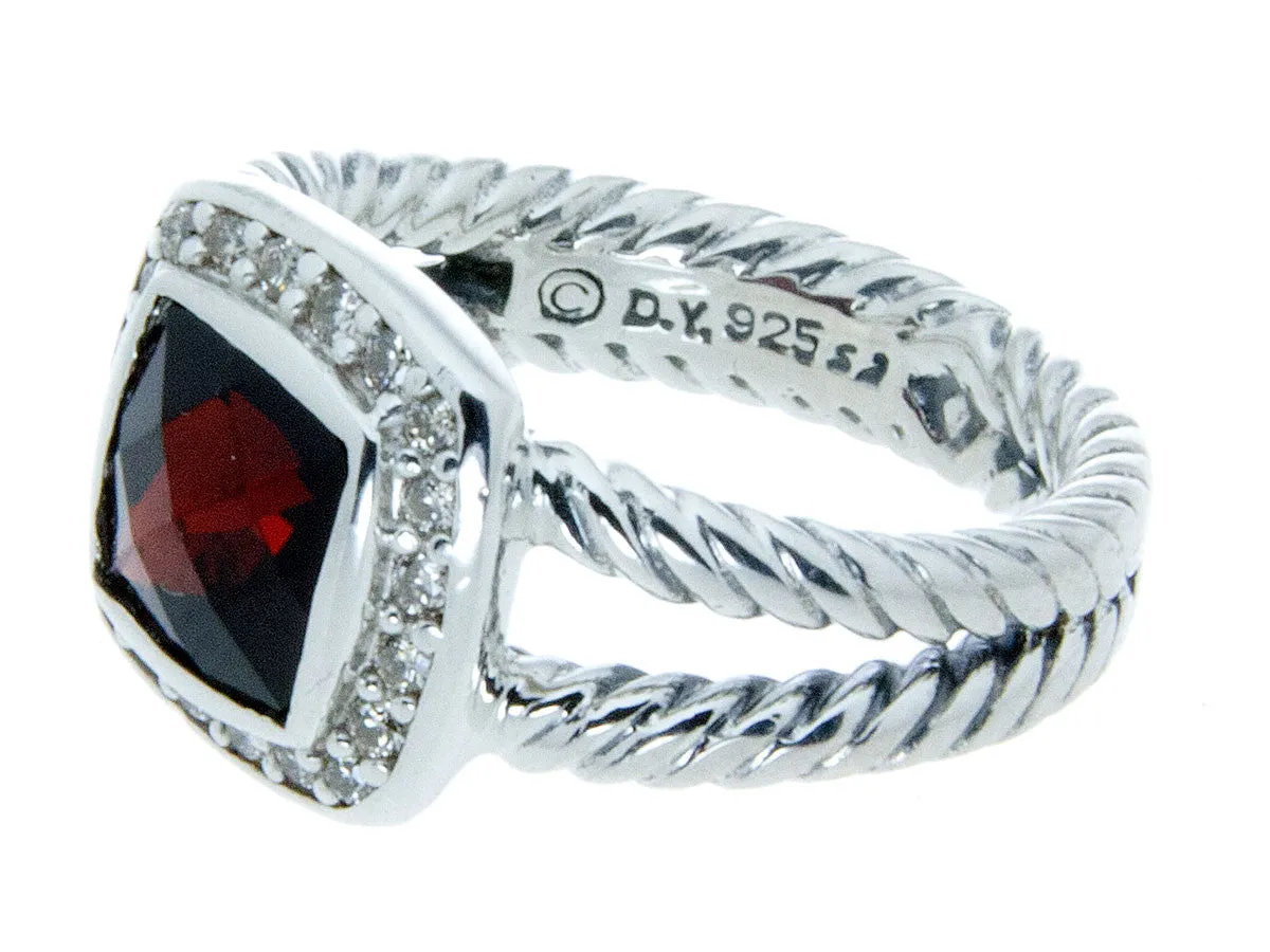 David Yurman Petite Albion Garnet & Diamond Ring