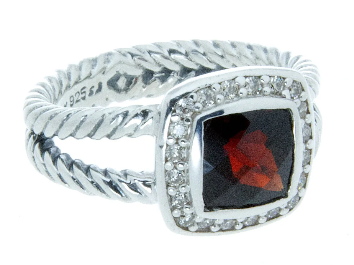 David Yurman Petite Albion Garnet & Diamond Ring