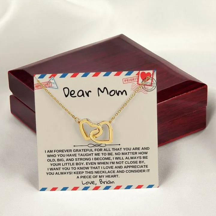 Dear Mom Interlocking Necklace, Letter From Son or Daughter to Mom Necklace, Gift for Mom, Mother's Day Gift