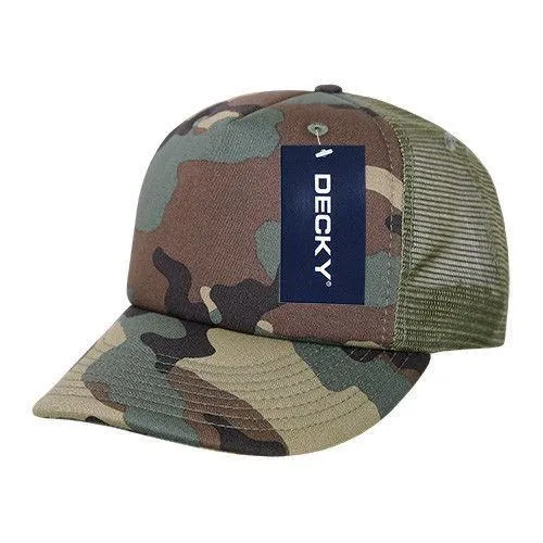 Decky Camouflage Foam Trucker 5 Panel High Crown Hats Caps Snapback