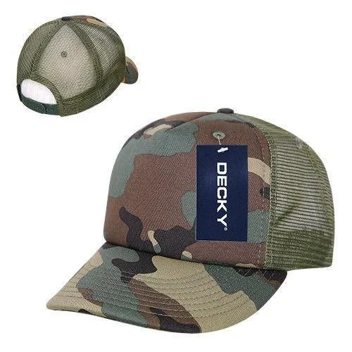 Decky Camouflage Foam Trucker 5 Panel High Crown Hats Caps Snapback