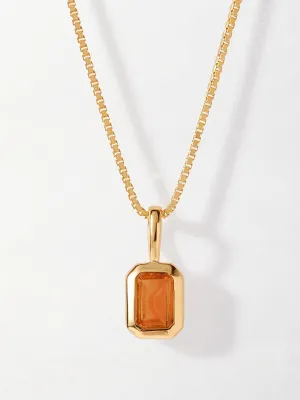 Deco citrine November birthstone necklace