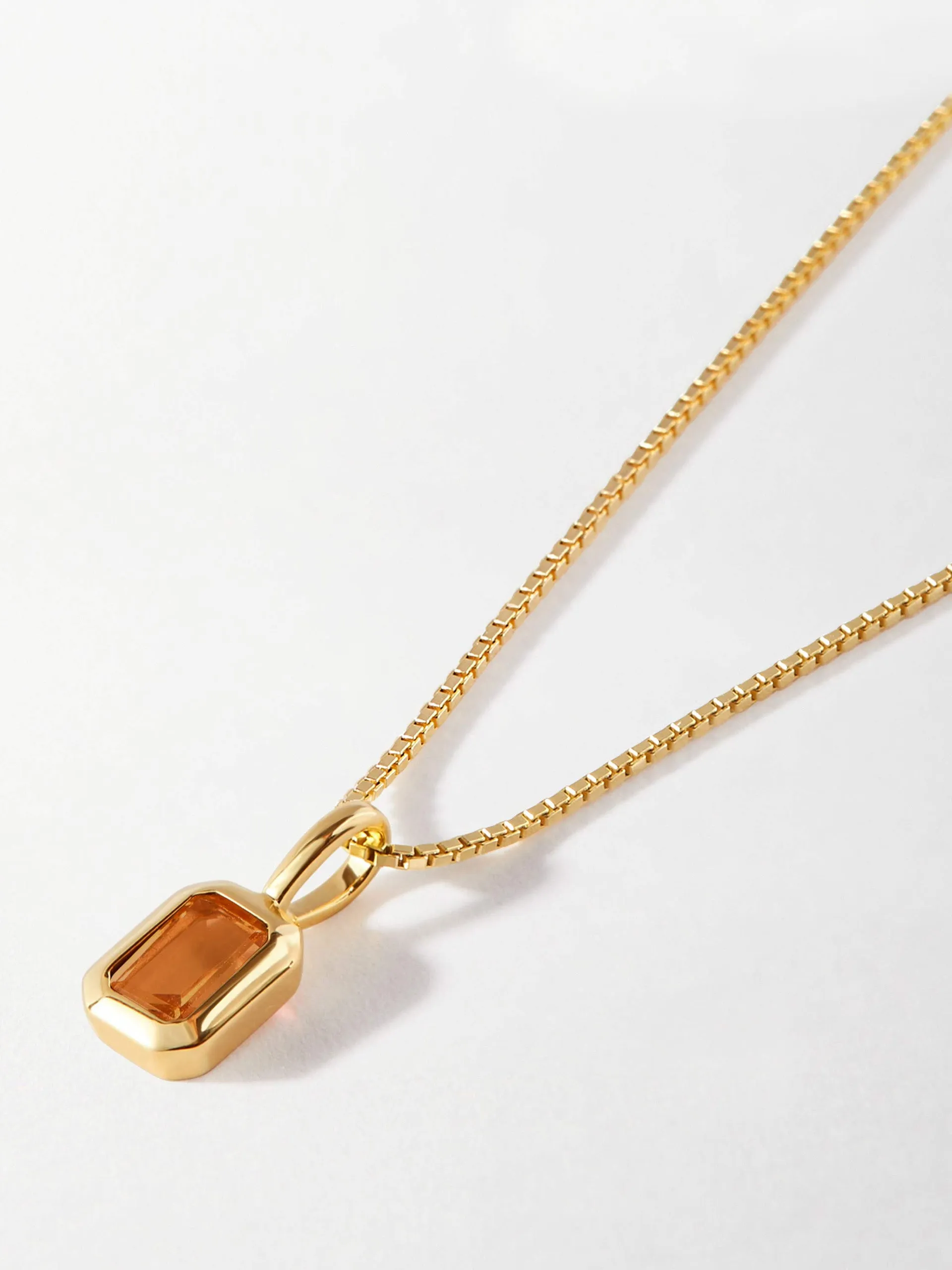 Deco citrine November birthstone necklace