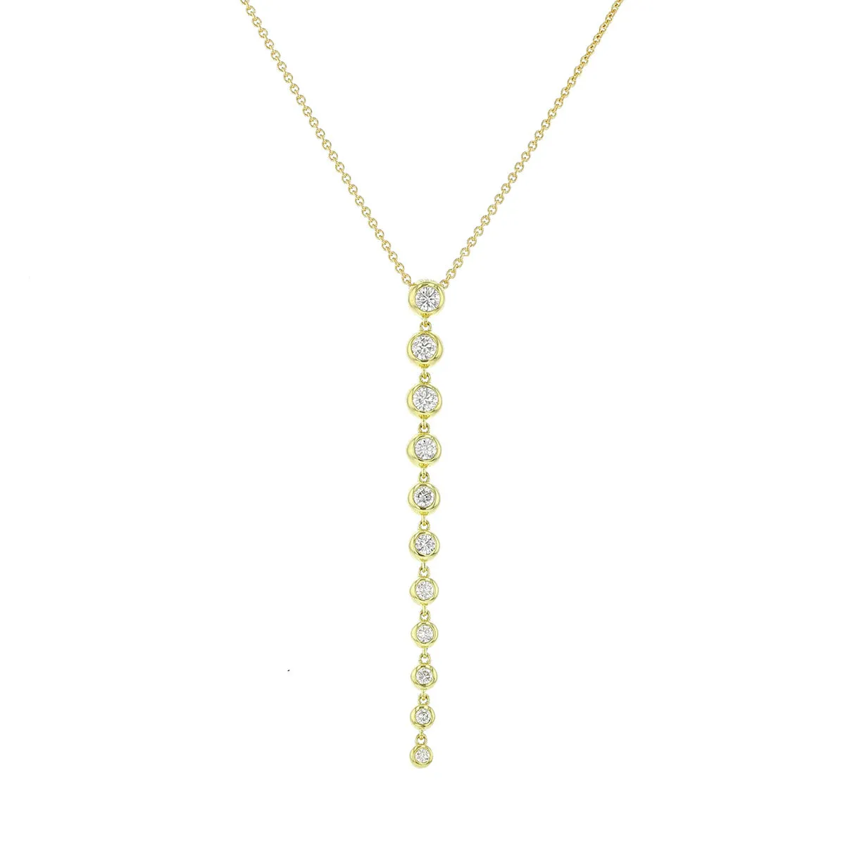 Diamond Bezel Drop Pendant Necklace