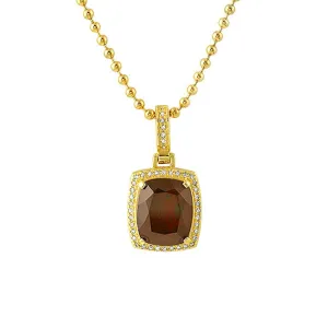 Diamond Garnet Gem Pendant Gold .925 Sterling Silver