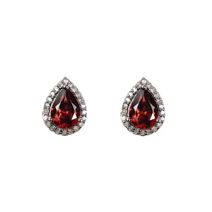 Diamond, Garnet Pears Studs