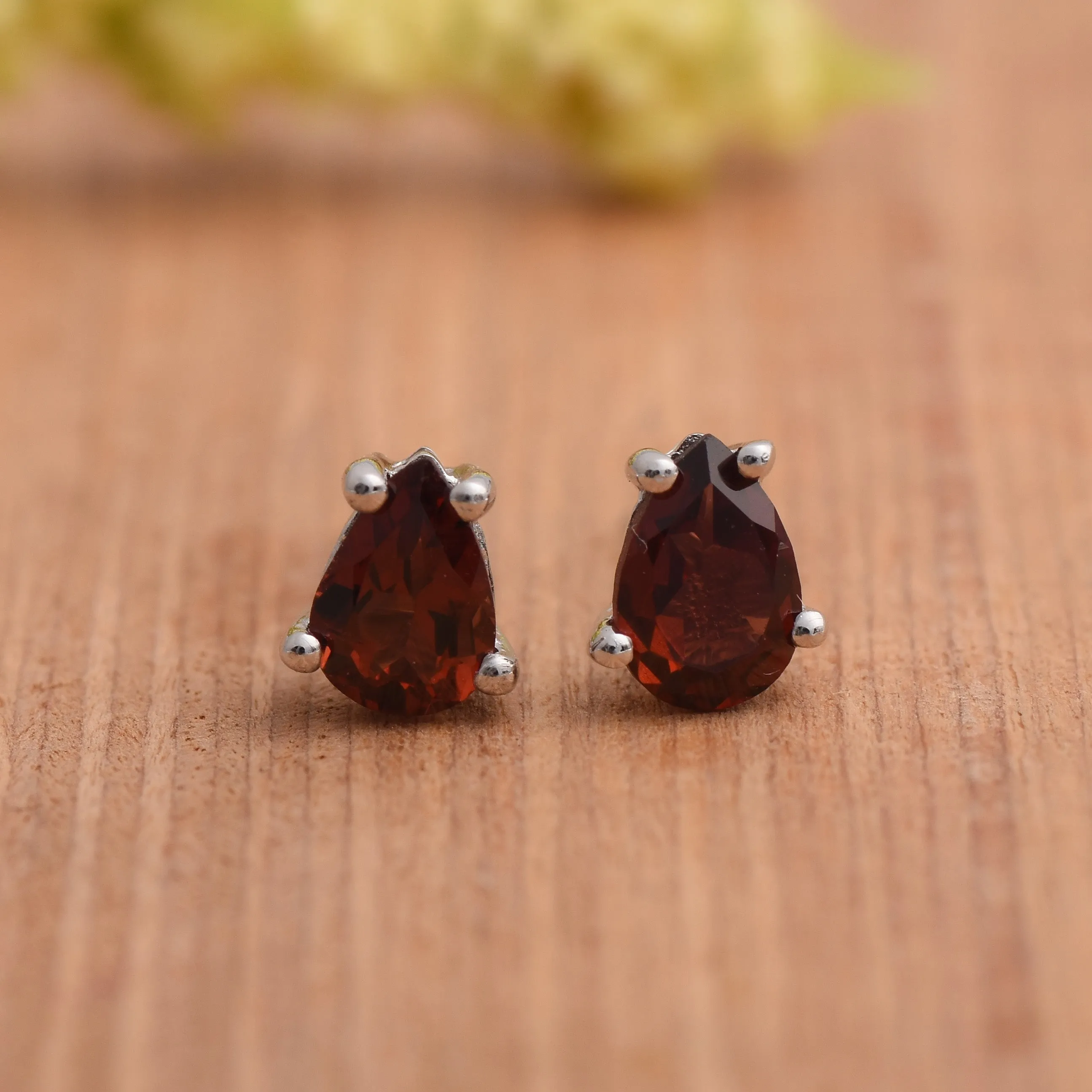 Diamond, Garnet Pears Studs