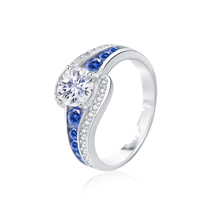 Diamond ring for women s925 sterling silver Blue zircon ring