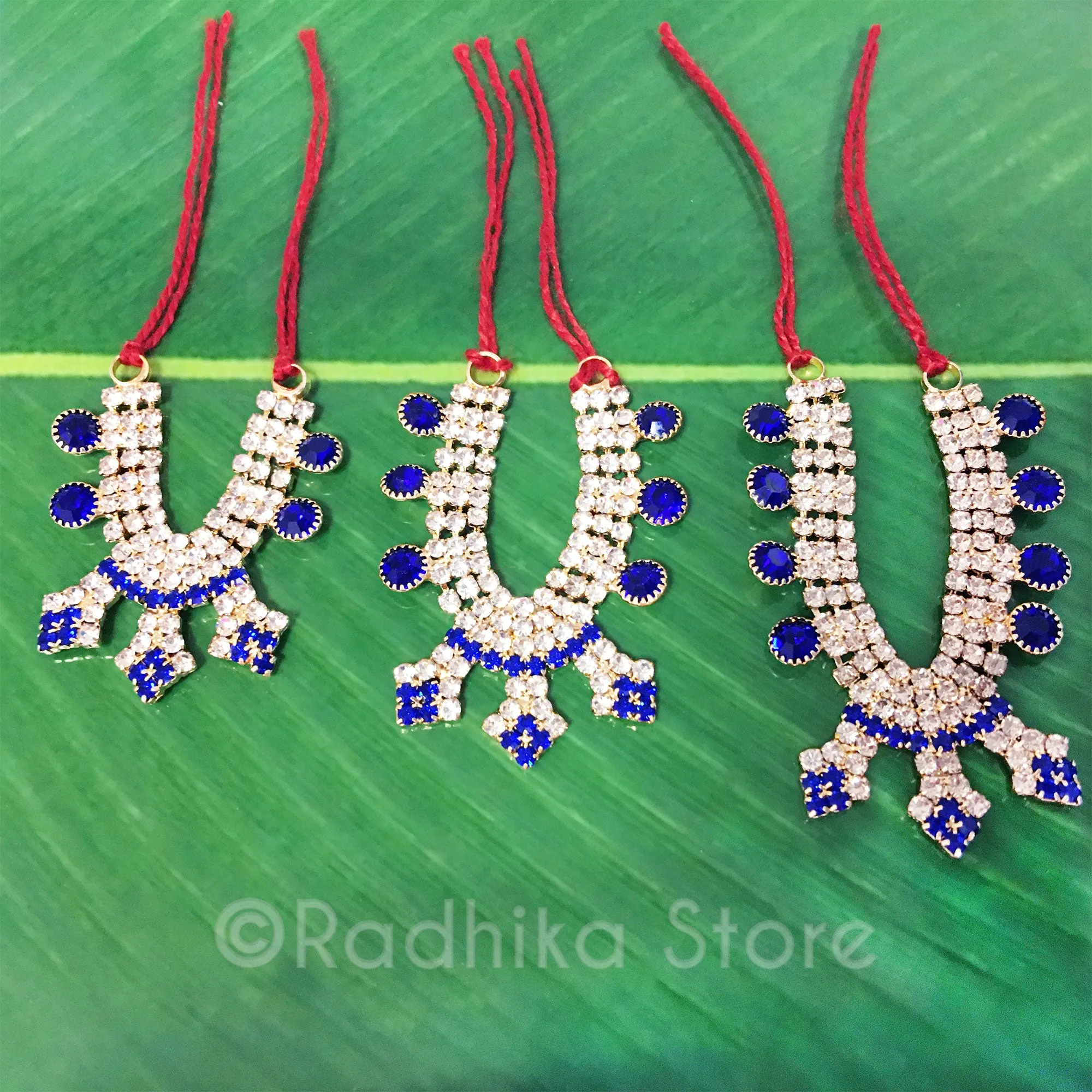 Docks of Kusum Sarovar Sapphire Blue Rhinestone - Deity Necklace