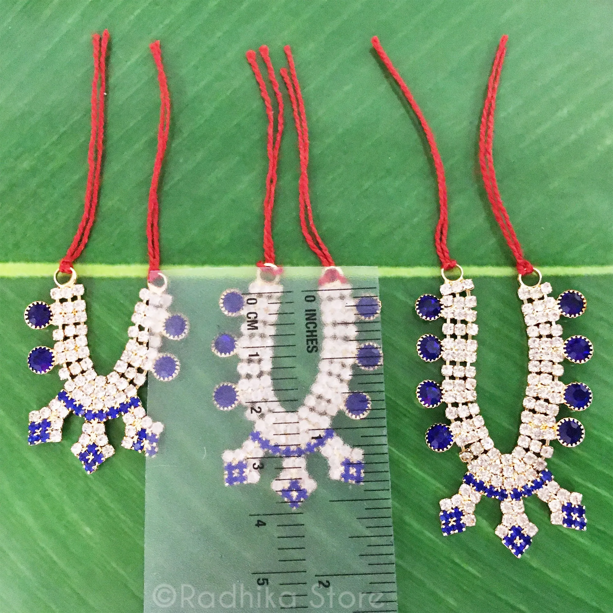 Docks of Kusum Sarovar Sapphire Blue Rhinestone - Deity Necklace