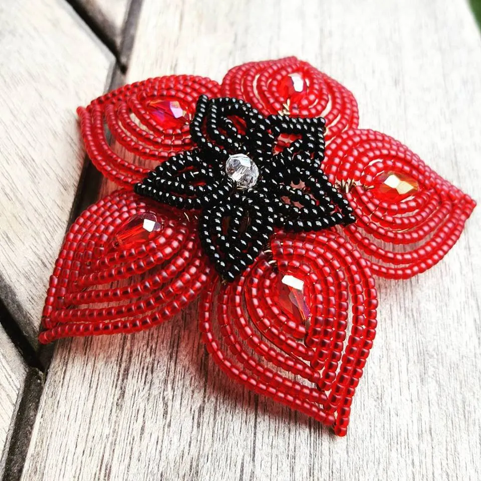 Double Layer French Beaded Flower Hair Piece