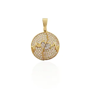 (EKG) Pulse Open Heart Infinity CZ Pendant (14K).