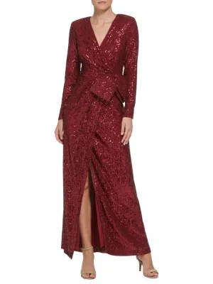 Eliza J sequin belted dress, Ruby Red