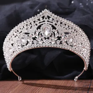 European and American bridal crown red rhinestone tiara wedding photo accessories wedding dress hair accessories crown