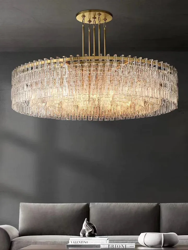 Extra Large Multi-layer Round/ Rectangle Crystal Ceiling Chandelier for Living/ Dining Room