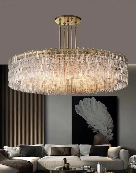 Extra Large Multi-layer Round/ Rectangle Crystal Ceiling Chandelier for Living/ Dining Room