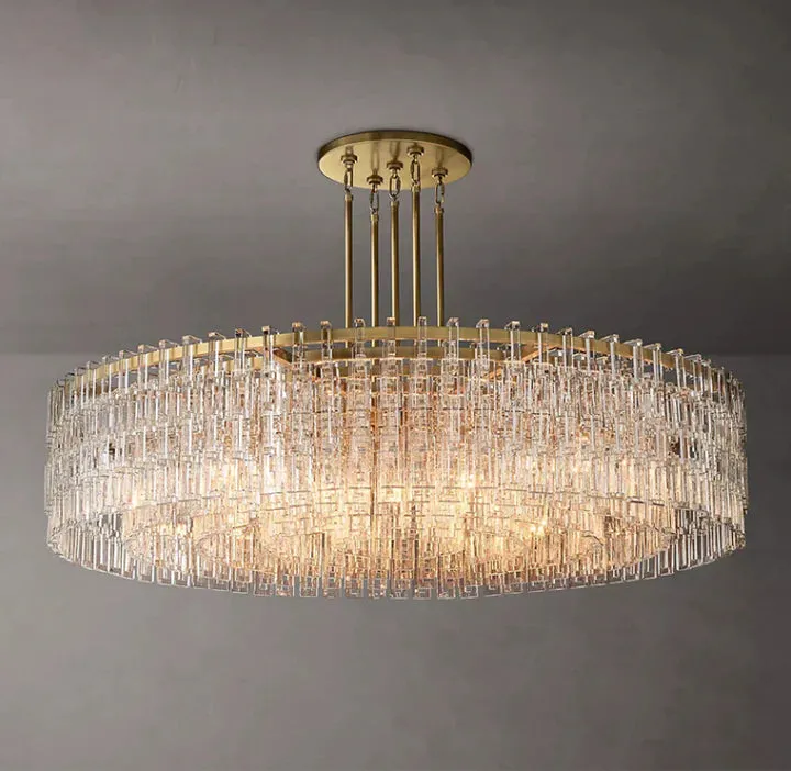 Extra Large Multi-layer Round/ Rectangle Crystal Ceiling Chandelier for Living/ Dining Room