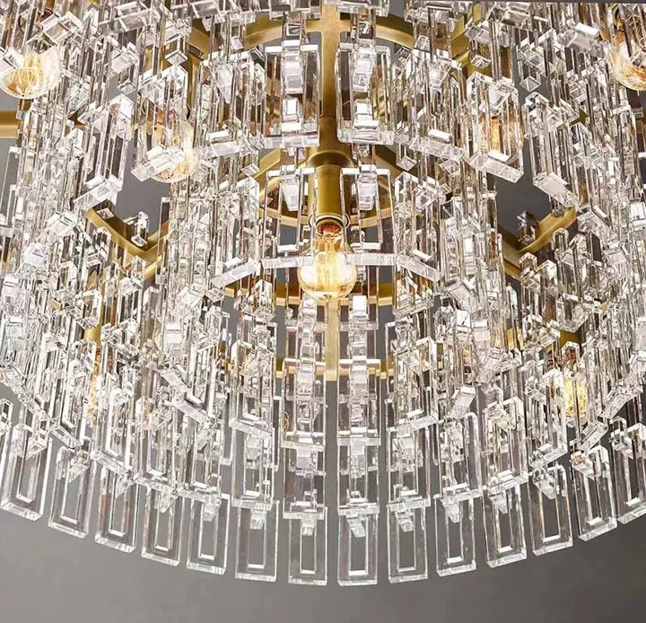 Extra Large Multi-layer Round/ Rectangle Crystal Ceiling Chandelier for Living/ Dining Room