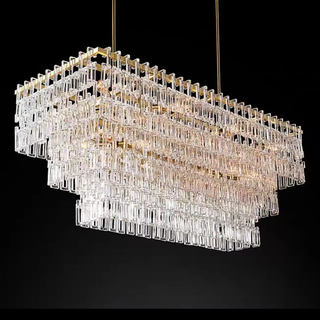 Extra Large Multi-layer Round/ Rectangle Crystal Ceiling Chandelier for Living/ Dining Room