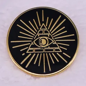 Eye Of Providence Brooch - Copper All Seeing Eye Black & Gold Enamel