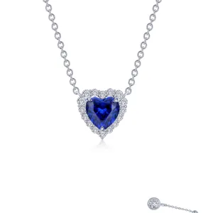 Fancy Lab-Grown Sapphire Halo Heart Necklace