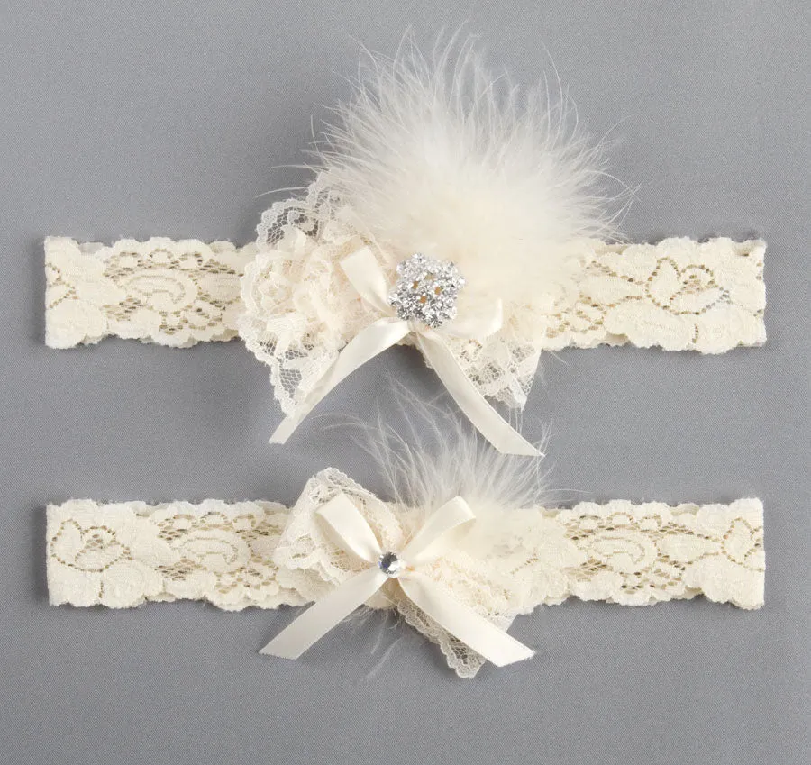 Feather Brooch Vintage Garter Set