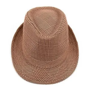 Fedora Hat Hounds Tooth Brown Trilby - H10334N