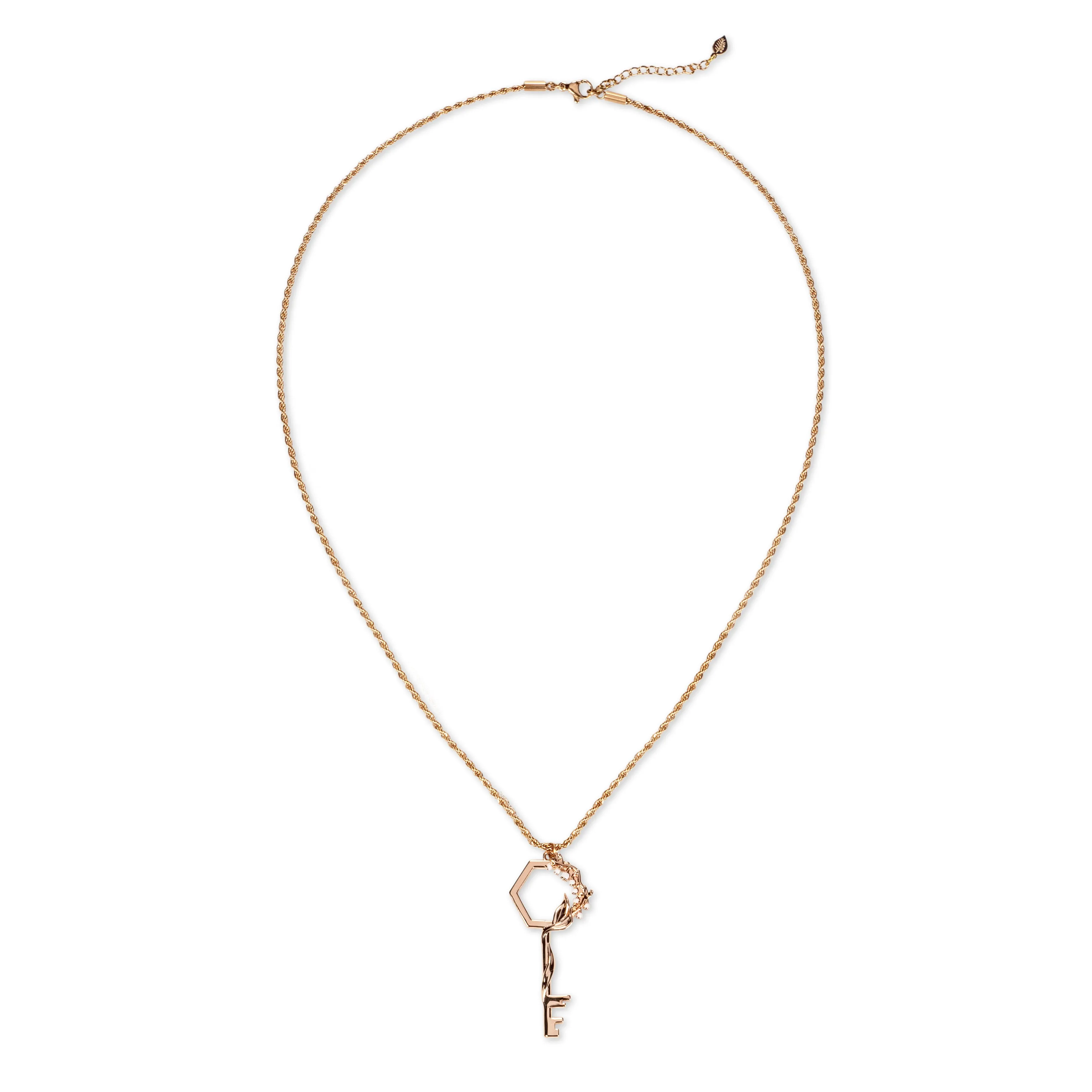 Floral Key Necklace - Rose Gold