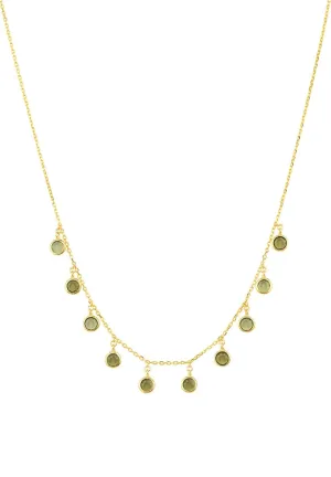 Florence Round Gemstone Necklace Gold Peridot