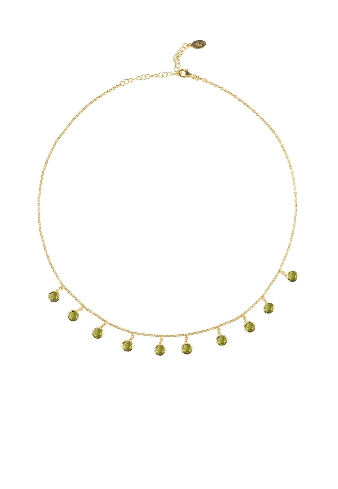 Florence Round Gemstone Necklace Gold Peridot