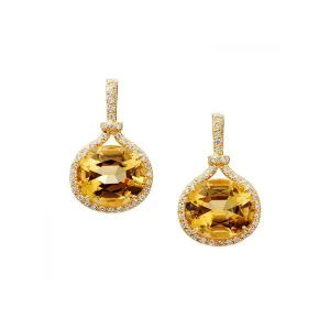 Gallop Equestrian 18k Yellow Gold Citrine Drop Earrings