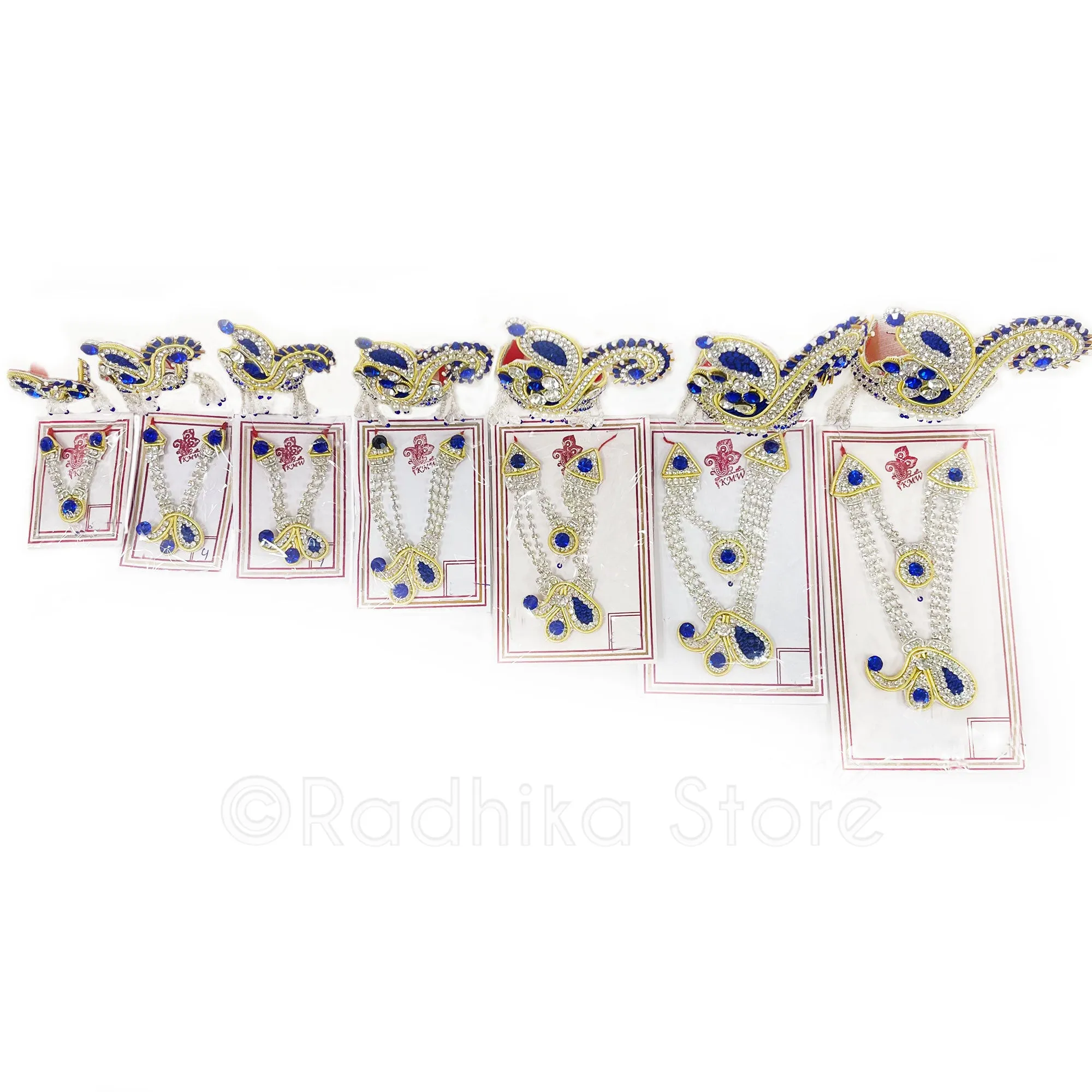 Ganga Sapphire Swan - Deity Crown and Necklace Set