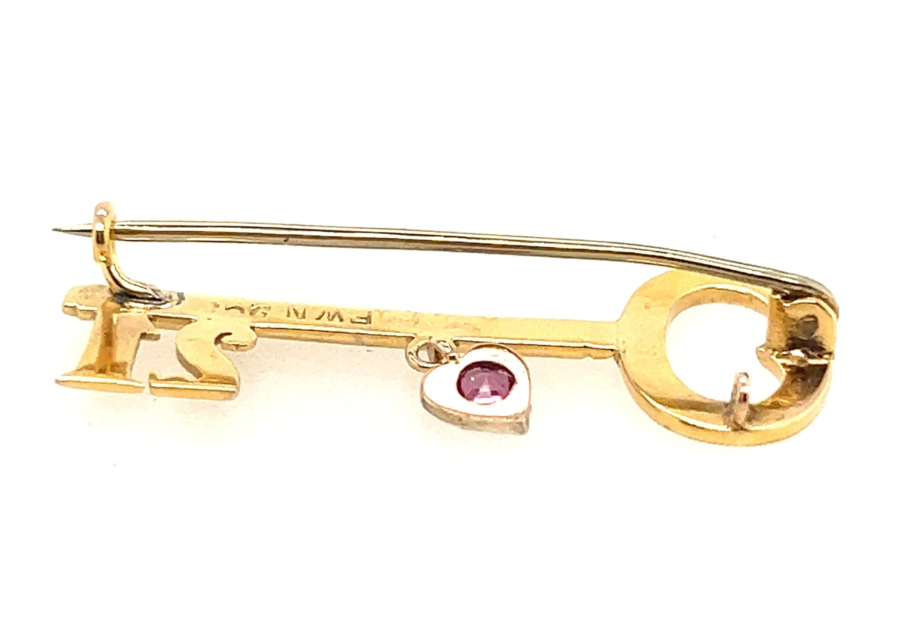 Garnet 21st Key Brooch 9ct Yellow Gold