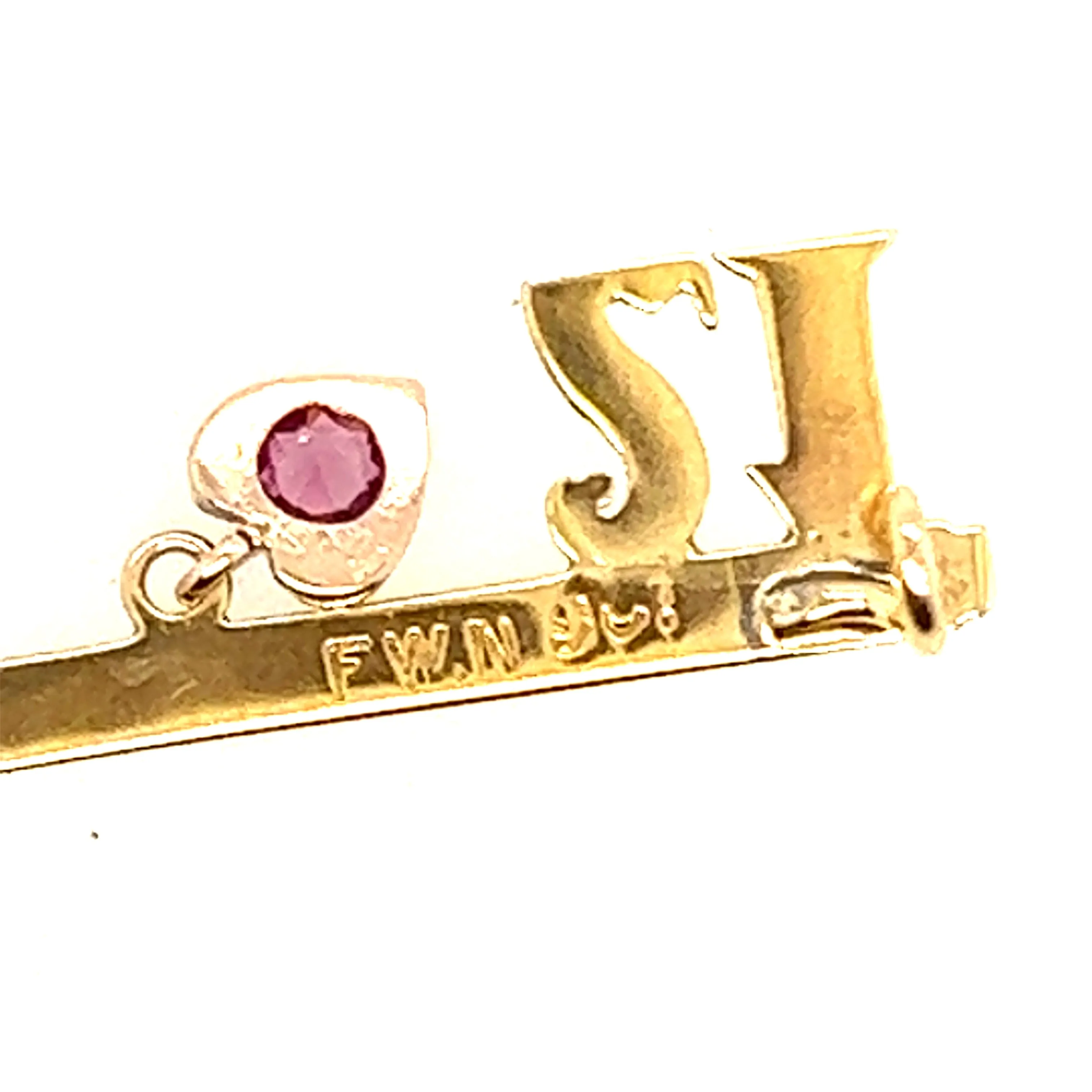 Garnet 21st Key Brooch 9ct Yellow Gold