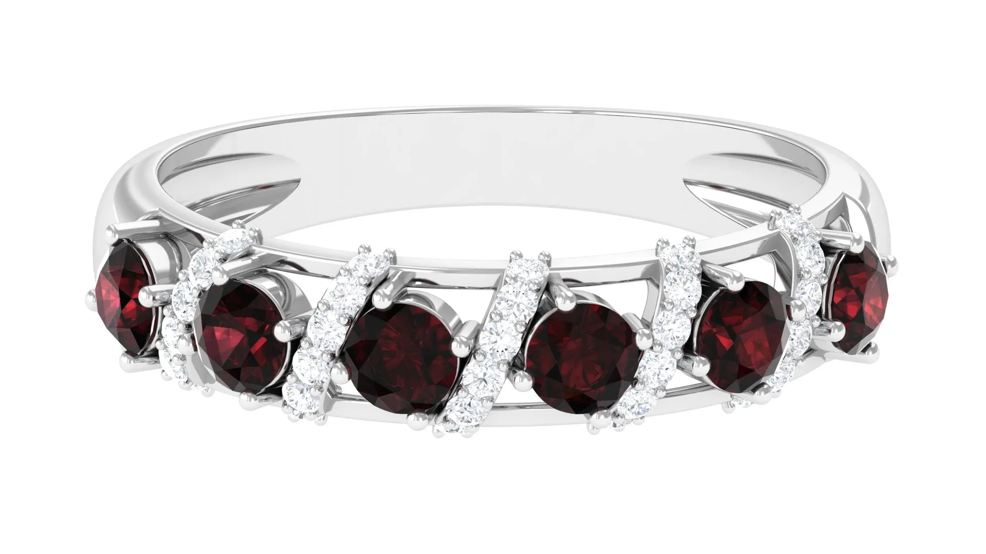 Garnet and Diamond Designer Anniversary Ring