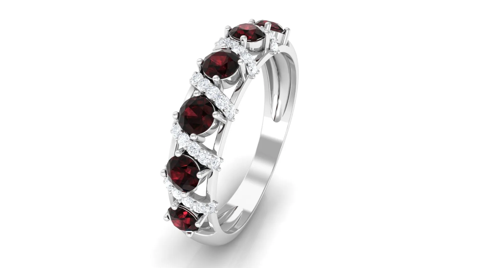 Garnet and Diamond Designer Anniversary Ring